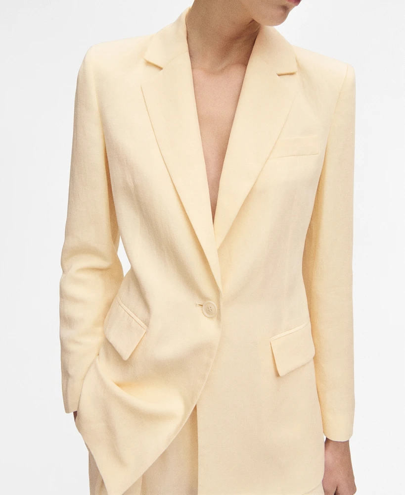 Mango Women's Linen-Blend Suit Jacket