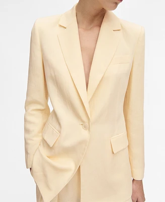 Mango Women's Linen-Blend Suit Jacket