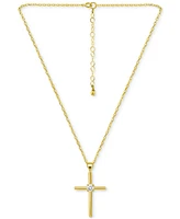 Giani Bernini Cubic Zirconia Cross Pendant Necklace (3/8 ct. t.w.) Sterling Silver, 16" + 2" extender