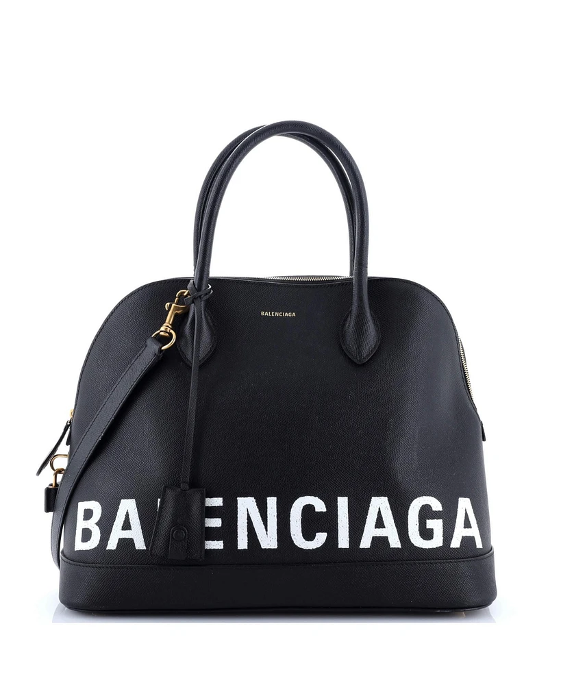 Pre-Owned Balenciaga Medium Logo Ville Bag Leather