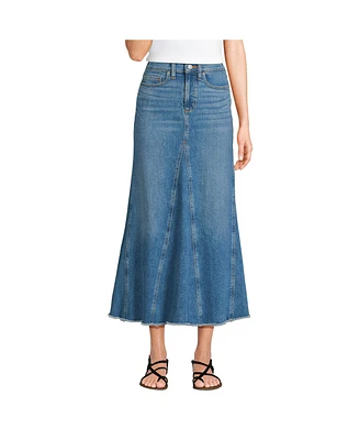 Lands' End Women's Soft Denim Godet Midi Skirt
