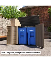 Mondawe 34.3"D x 53.2"W 47.1"H Resin Outdoor Storage Shed with Reinforced Floor