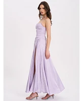 Miss Circle Women's Raegan Taro Purple Jacquard Rouched Maxi Dress