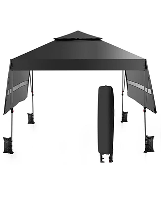 Outdoor Instant Pop-up Canopy Tent with Dual Half Awnings