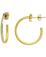 Giani Bernini Cubic Zirconia Crescent Moon Small Hoop Earrings, 1", Exclusively at Macy's