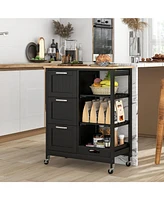 Rolling Kitchen Island Utility Storage Cart with 3 Large Drawers