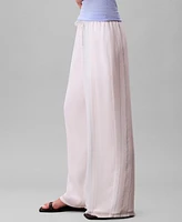 Calvin Klein Women's Multi-Stripe Textured Wide-Leg Pants
