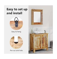 Bathroom Vanity Cabinet with Mirror Solid Mango Wood