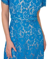 Adrianna Papell Women's Short-Sleeve Knit Lace Dress