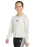 adidas Big Girls Long-Sleeve Regular-Fit Heather Logo Graphic T-Shirt