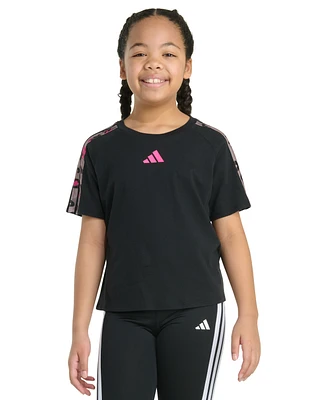 adidas Big Girls Printed Raglan Short-Sleeve Logo Graphic Cotton T-Shirt