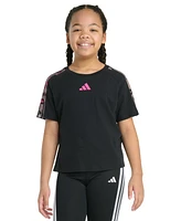 adidas Big Girls Printed Raglan Short-Sleeve Logo Graphic Cotton T-Shirt