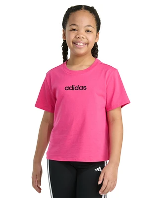adidas Big Girls Short-Sleeve Embroidered Linear Logo Cotton T-Shirt