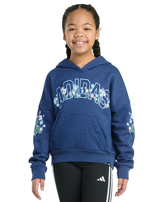 adidas Big Girls Long-Sleeve Heather Multi Graphic Fleece Pullover Hoodie