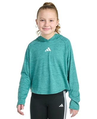 adidas Big Girls Long-Sleeve Hooded Melange Top