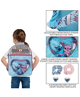 Disney's Stitch and Angel 5-Piece 16” Backpack & Hair Care Value Set