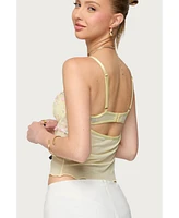 Edikted Women's Embroidered Floral Sheer Bra Top