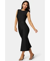 Bebe Women's Cap Sleeve Bandage Flounce Dress
