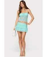 Edikted Women's Enya Fringed Sheer Mesh Top