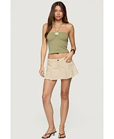 Edikted Women's Klay Linen Look Pleated Mini Skort