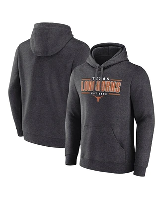 Fanatics Men's Heather Charcoal Texas Longhorns Horizontal Block Fleece Pullover Hoodie