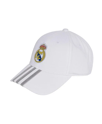Adidas Men's and Women's White Real Madrid 3-Stripe Dad Adjustable Hat