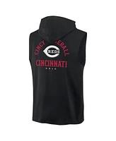 Fanatics Men's Black Cincinnati Reds Fire Speed Sleeveless Pullover Hoodie