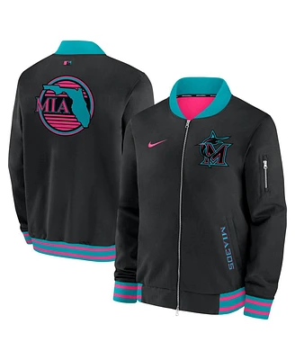 Nike Men's Black Miami Marlins 2025 City Connect Authentic Collection Full-Zip Bomber Jacket