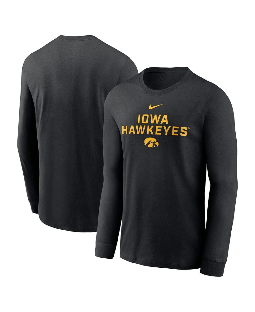 Nike Men's Black Iowa Hawkeyes 2025 Sideline Performance Long Sleeve T-Shirt