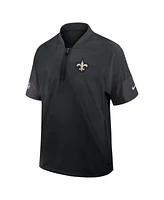 Nike Men's Black New Orleans Saints Sideline Short Sleeve Quarter-Zip Performance Coach Jacket