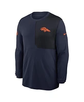 Nike Men's Navy Denver Broncos Sideline Coach Uv Performance Long Sleeve T-Shirt