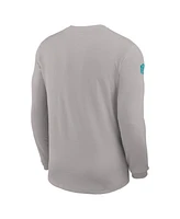Nike Men's Gray Miami Dolphins Sideline Coach Uv Performance Long Sleeve T-Shirt