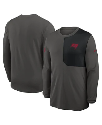 Nike Men's Pewter Tampa Bay Buccaneers Sideline Coach Uv Performance Long Sleeve T-Shirt