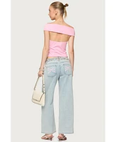 Edikted Womens Mikkey Cut Out Off Shoulder Top