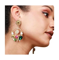 Sohi Floral-Stone Drop Earrings