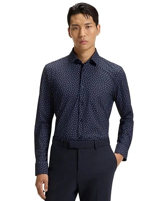 Boss by Hugo Men's Printed Performance-Stretch Slim-Fit Dress Shirt