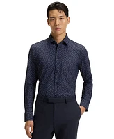 Boss by Hugo Men's Printed Performance-Stretch Slim-Fit Dress Shirt