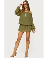 Edikted Women's Delphine Off Shoulder Chiffon Romper