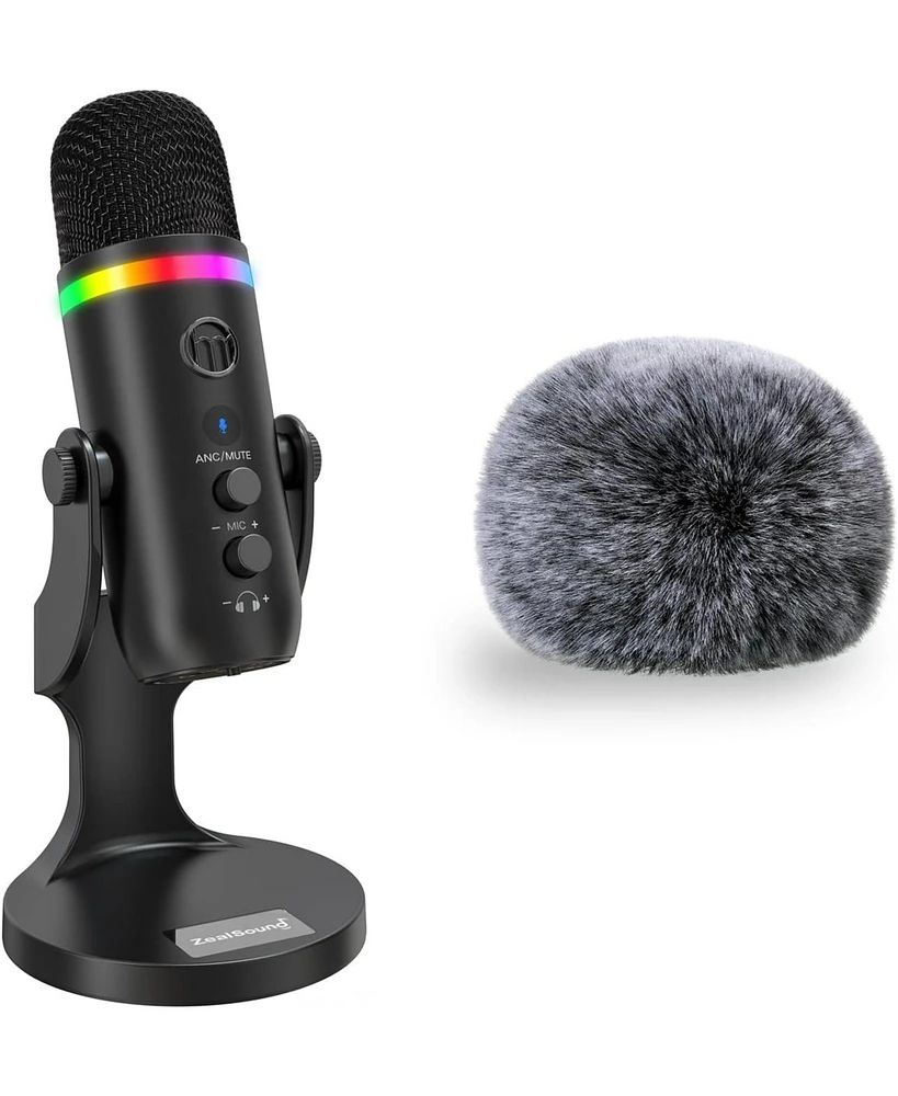 ZealSound Usb Microphone K66Pro Bundle with Furry Windscreen D65K