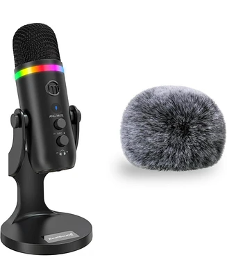 ZealSound Usb Microphone K66Pro Bundle with Furry Windscreen D65K