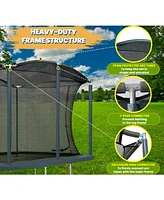 Plexalife 8 x 12 Ft Rectangular Outdoor Trampoline Set with Premium Safety Enclosure Gymnastics Rectangular Trampoline for Kids and Adults