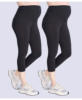 Motherhood Maternity High Waist Over the Belly Active Pocket Crop Legging - 2 Pack