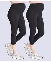 Motherhood Maternity High Waist Over the Belly Active Pocket Crop Legging - 2 Pack