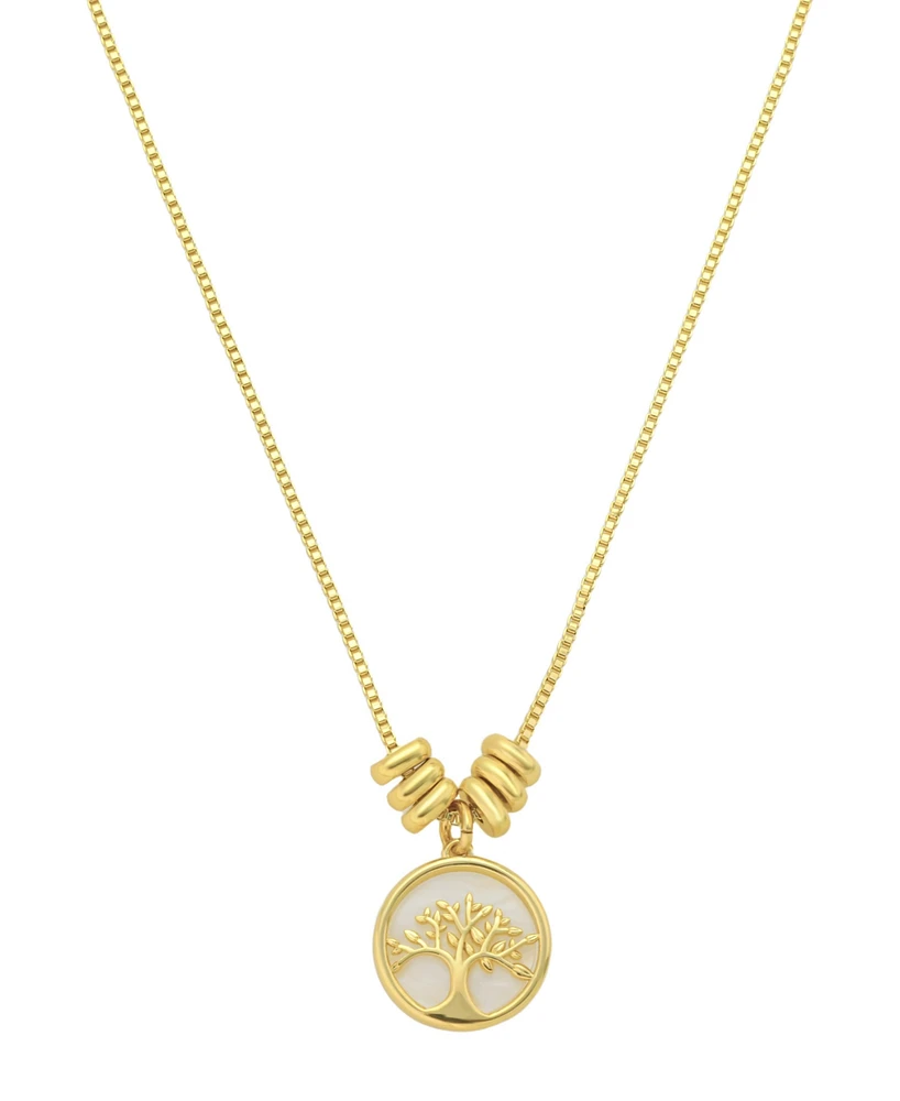 Unwritten Mother of Pearl Family Tree Pendant Necklace