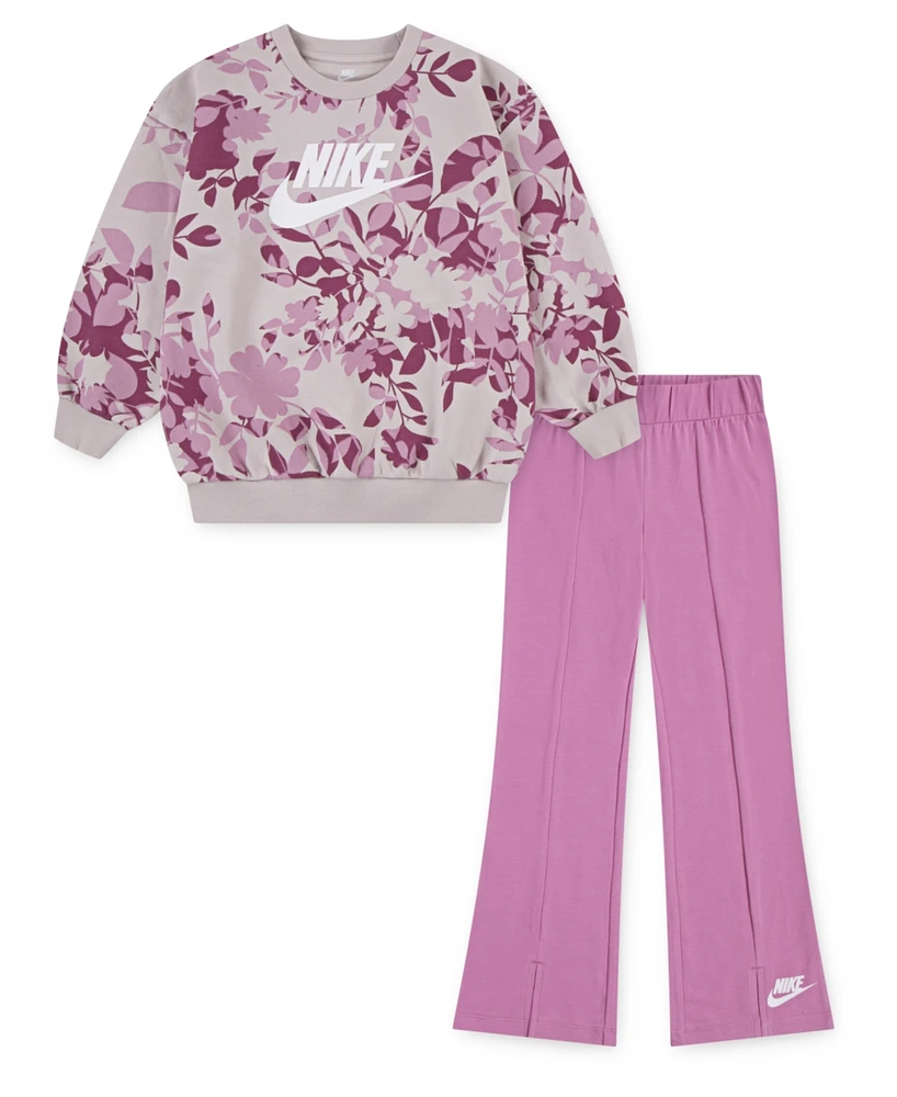 Nike Little Girls 2-Piece Floral Camo Sweatshirt and Leggings Set