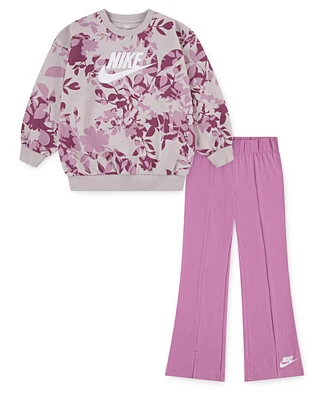 Nike Little Girls 2-Piece Floral Camo Sweatshirt and Leggings Set
