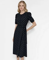 Dkny Polka-Dot Midi Dress