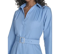 Calvin Klein Women's V-Neck Long-Sleeve A-Line Dress