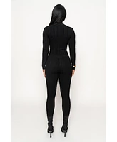 Jluxlabel Women's Ribbed Mock Neck Top