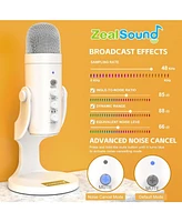 ZealSound Usb Microphone, Quick Mute, Noise Cancel for Phone, Pc, PS5, with Gain Control, Echo Monitor, Volume Adjust for Asmr, Streaming